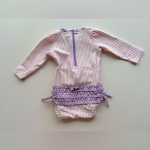 6-12m RuffleButts Seersucker Long Sleeve Rash Guard One Piece